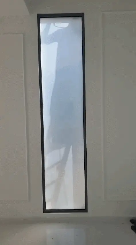 Animated smart film on a residential window.